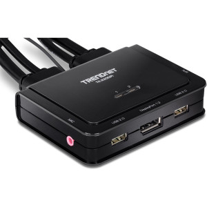 TRENDnet TK-220DPi 2-Port Desktop KVM Switch, 3840 x 2160 @ 60Hz resolution, 2 USB 2.0 Type A